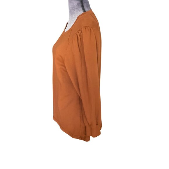 Michael Stars Womens Rust Orange Long Sleeve Pullover Top S 100% Cotton USA-Made - Picture 2 of 6
